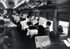 Newspapers on train
